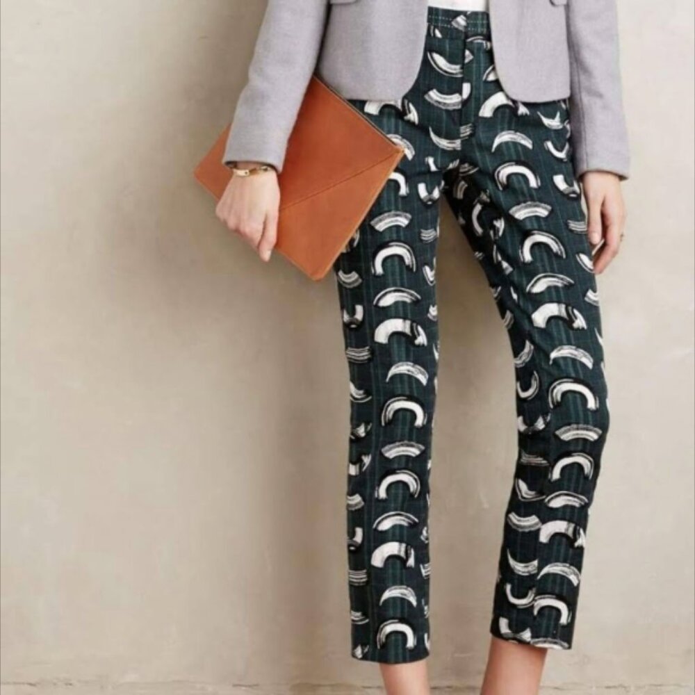 Anthropologie Cartonnier - Charlie Brushstroke Ankle/Cropped Pants Navy - 10